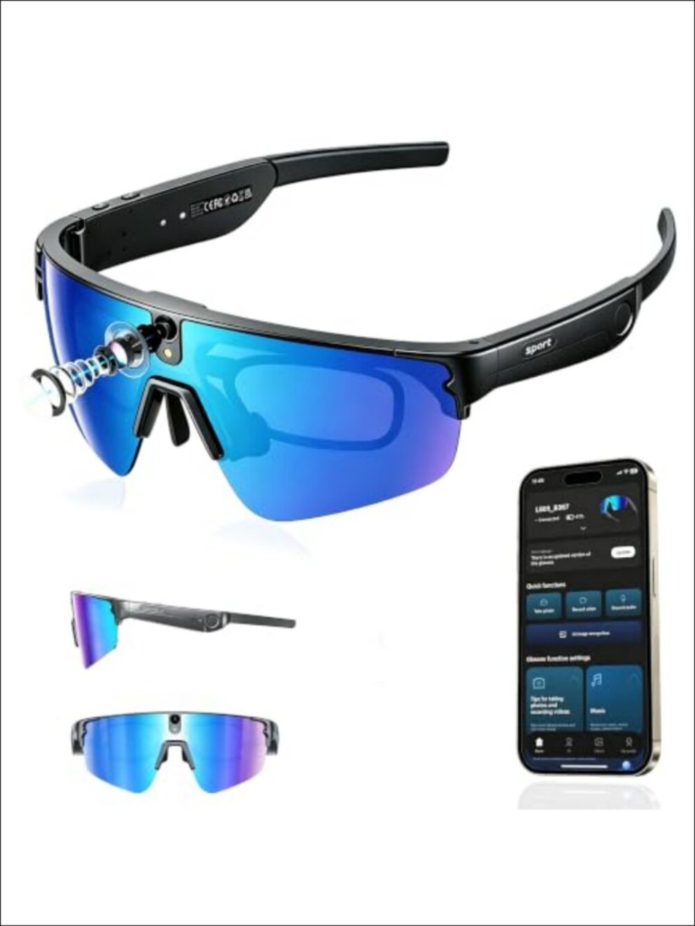 Smart Glasses 4K Camera AI Voice Translation Bluetooth Open-Ear UV400 46.8g